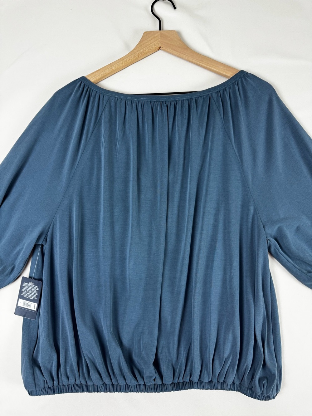 Lucky Brand NWT Blue Peasant Blouse Balloon Sleeve Modal Top Size L - Picture 5 of 7